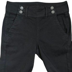 AMERICAN EAGLE Ne(x)t Level Stretch Black Hi-Rise 4-Button Flap Closure Jegging